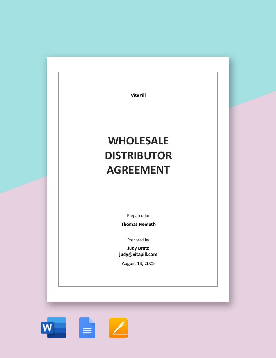 Wholesale Distributor Agreement Template in Word, Google Docs, Apple Pages