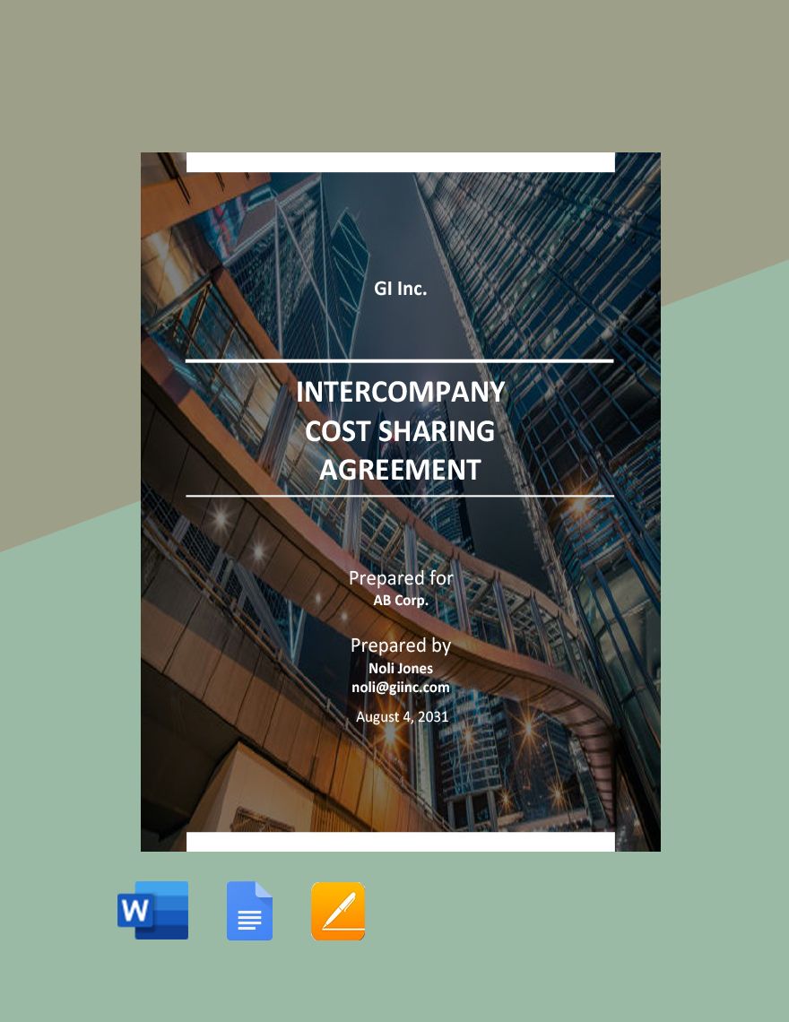 Intercompany Cost Sharing Agreement Template in Word, Google Docs, Apple Pages