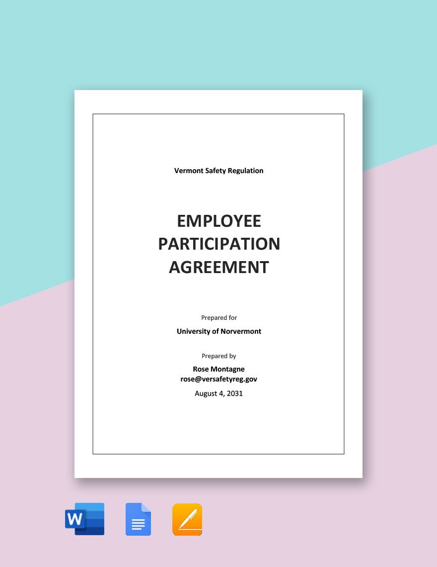 Employee Participation Agreement Template