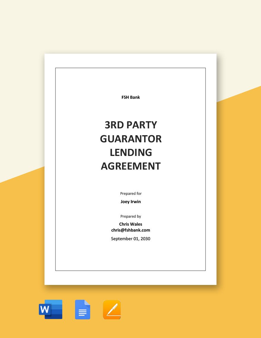 3rd Party Guarantor Lending Agreement Template