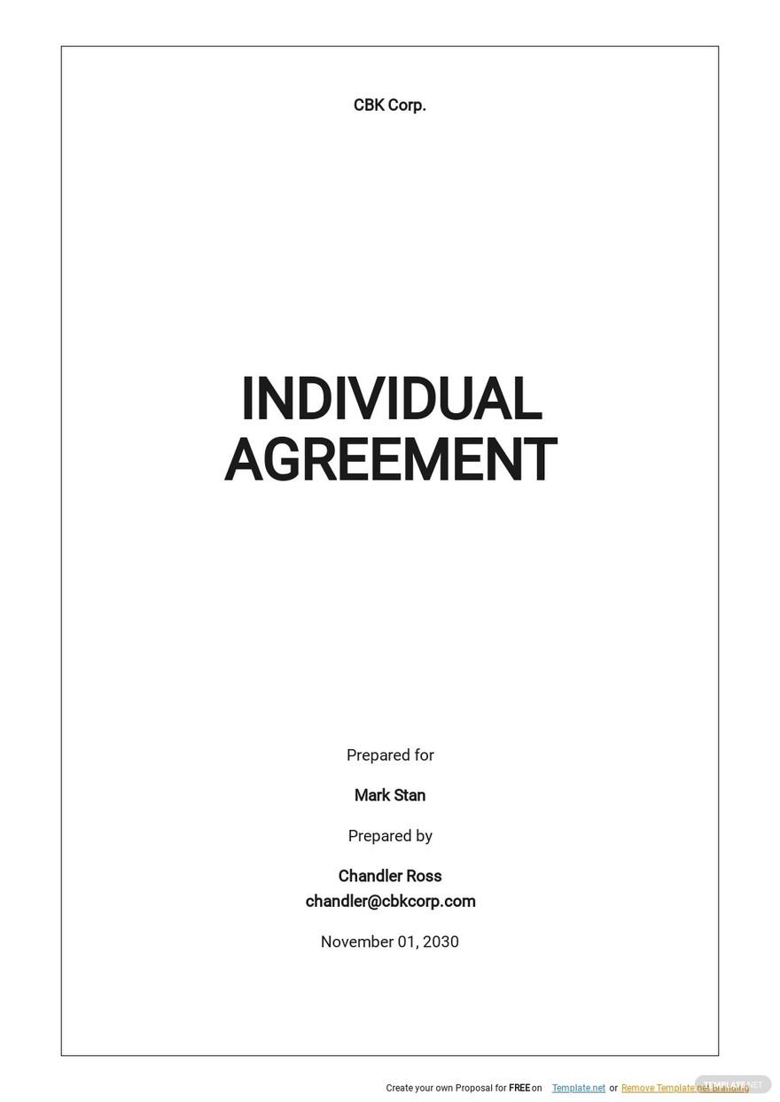 Individual Agreement Template Google Docs, Word, Apple Pages