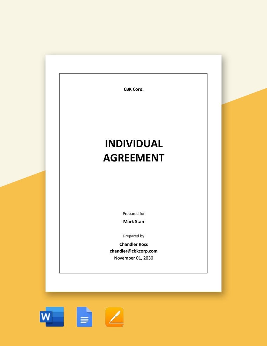 Individual Agreement Template in Word, Google Docs, Apple Pages