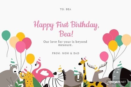 Happy First Birthday Card Template