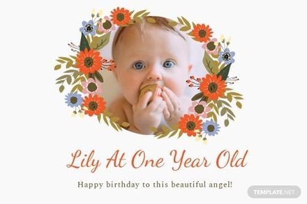 First Birthday Photo Card Template
