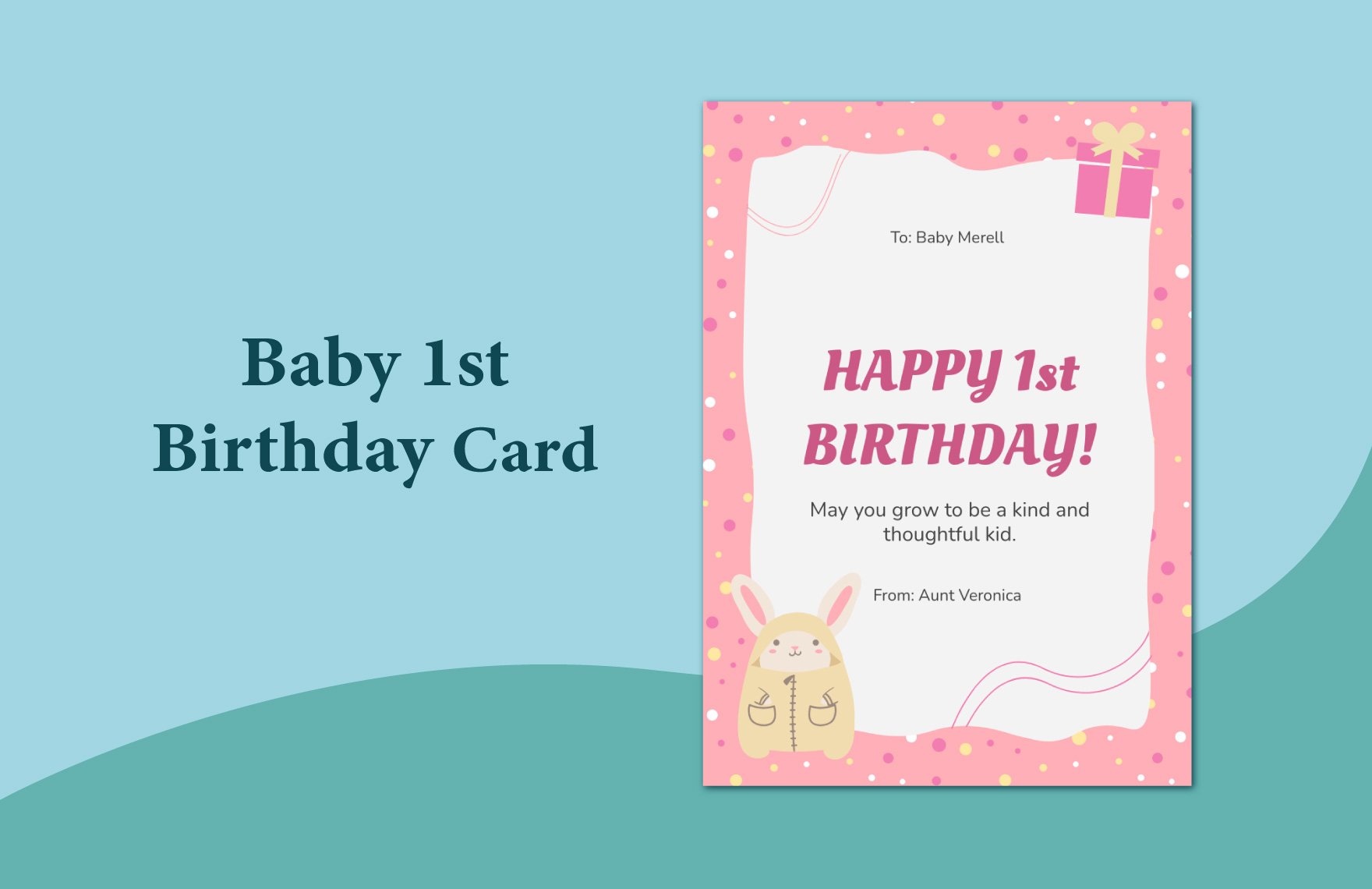 Baby 1st Birthday Card Template