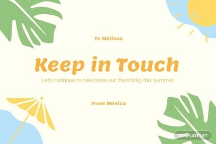 Summer Keep In Touch Card Template