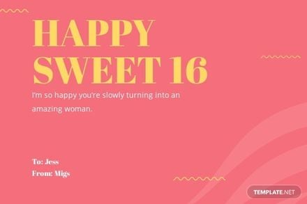 Modern Sweet 16 Birthday Card Template
