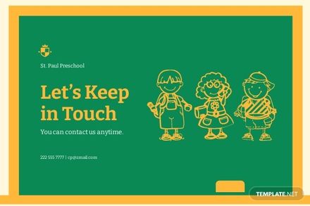 Preschool Keep In Touch Card Template