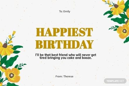 Girl Best Friend Birthday Card Template