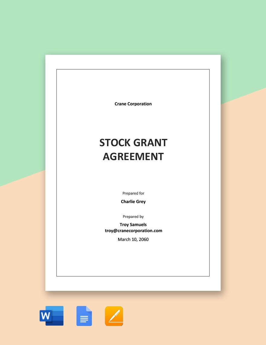 Stock Grant Agreement Template