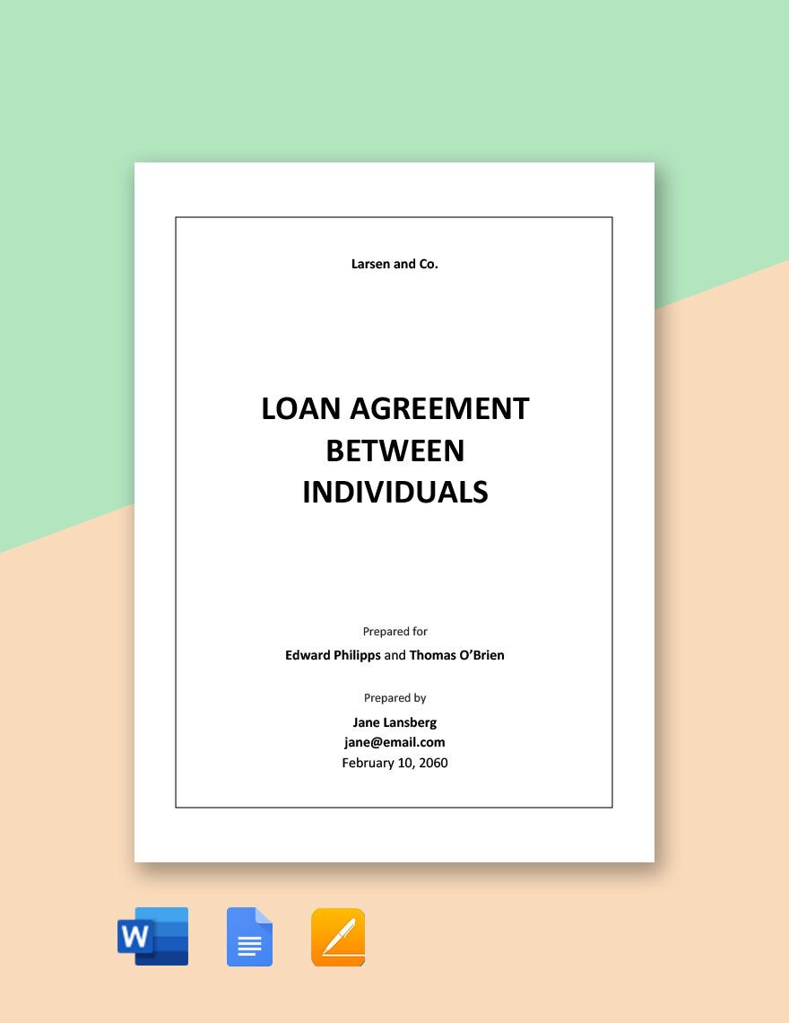 Loan Agreement Between Individuals Template