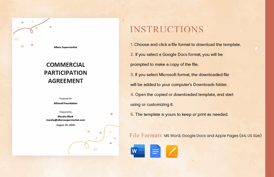 Commercial Participation Agreement Template