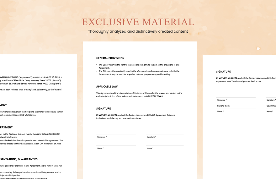 Free Gift Agreement Between Individuals Template Download in Word
