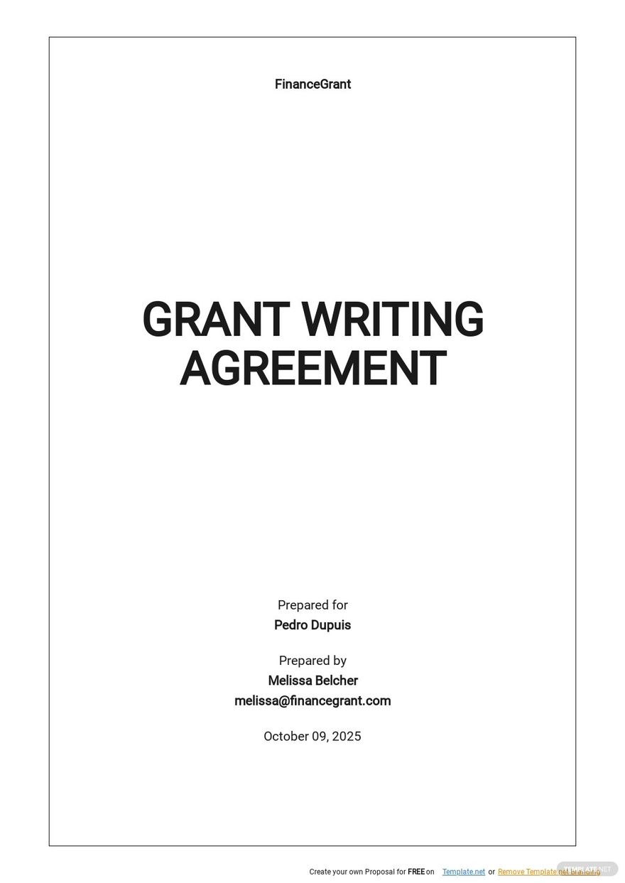 Grant Writing Contract Template   Grant Writing Agreement Template 