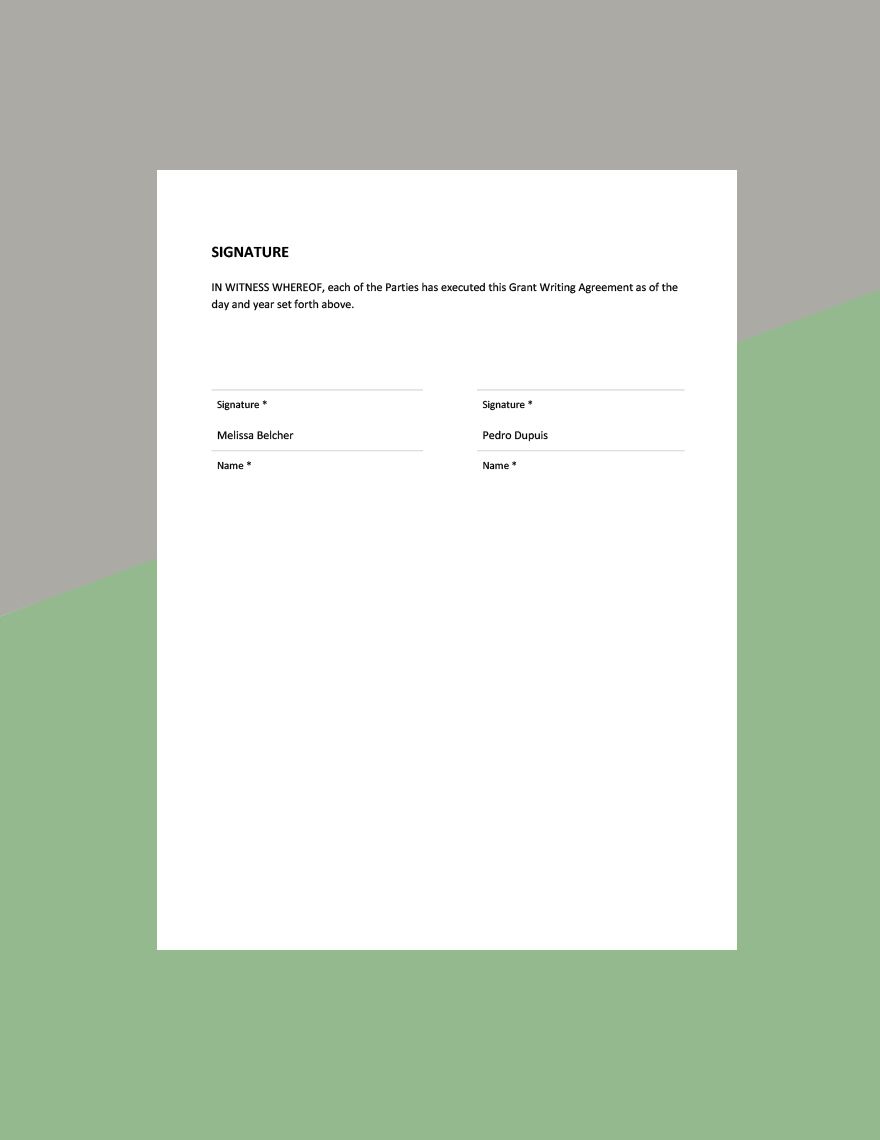 Grant Writing Agreement Template