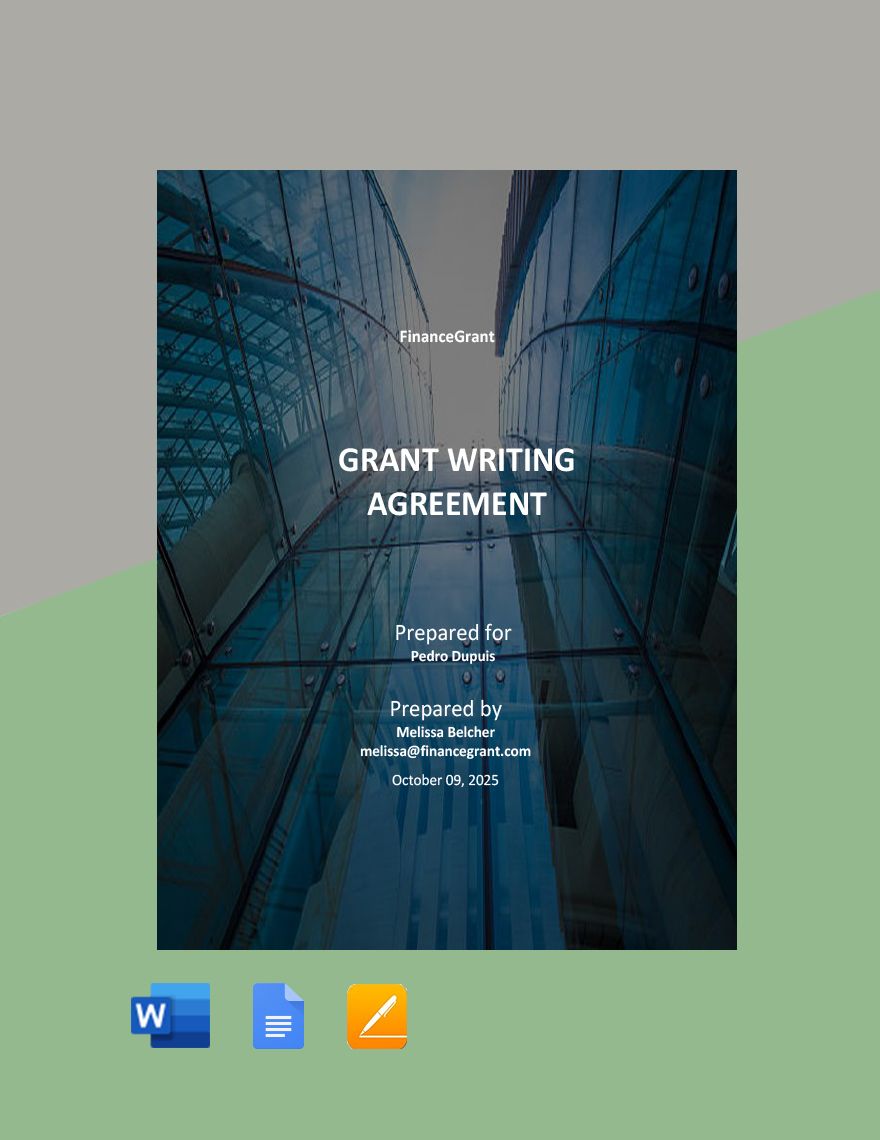 Grant Writing Agreement Template in Word Google Docs Pages Download