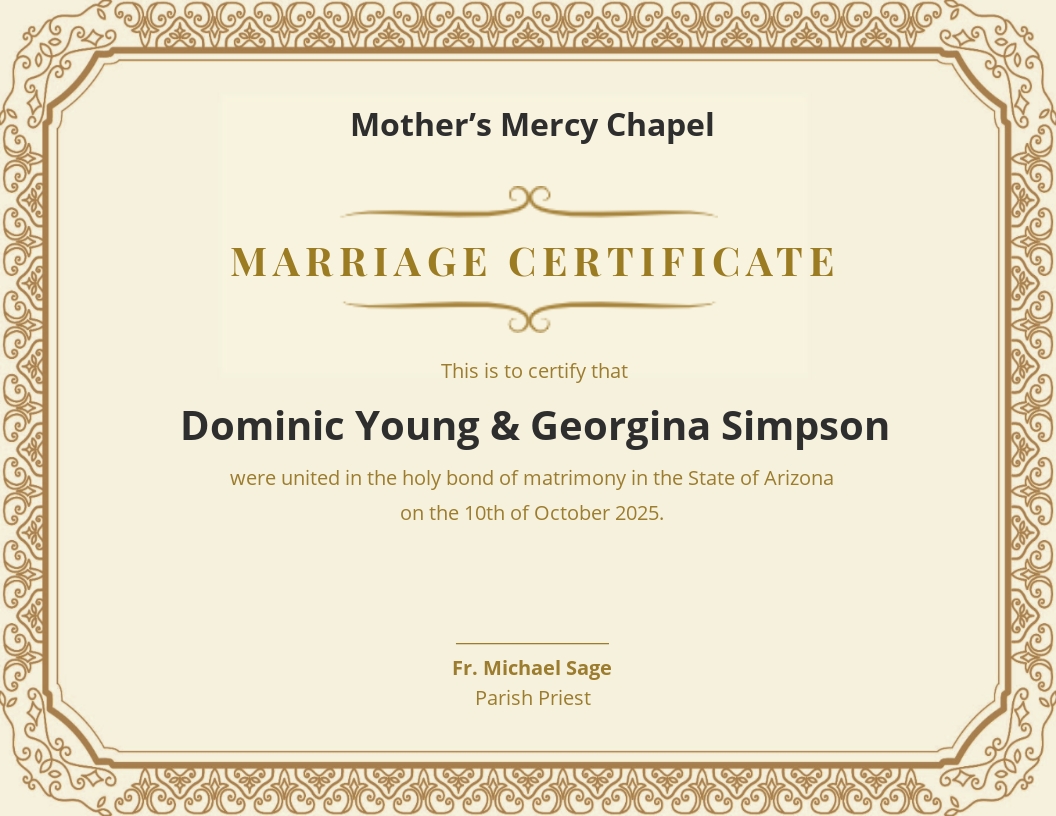 Marriage Certificate Template - Illustrator, InDesign, Word, Apple Regarding Blank Marriage Certificate Template