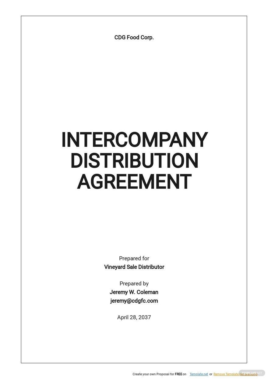 Intercompany Distribution Agreement Template
