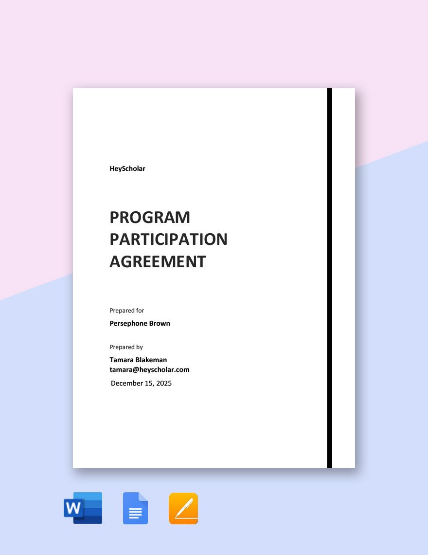 Program Participation Agreement Template