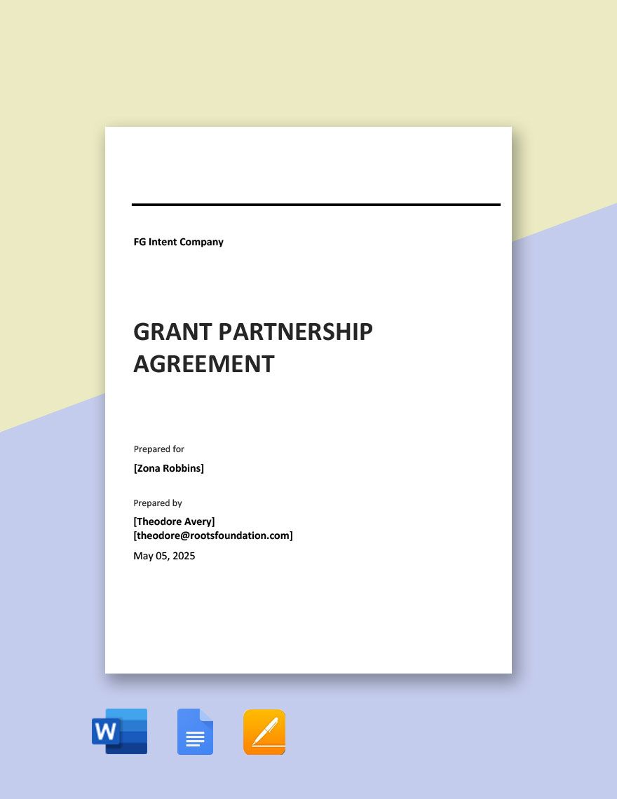 Grant Partnership Agreement Template