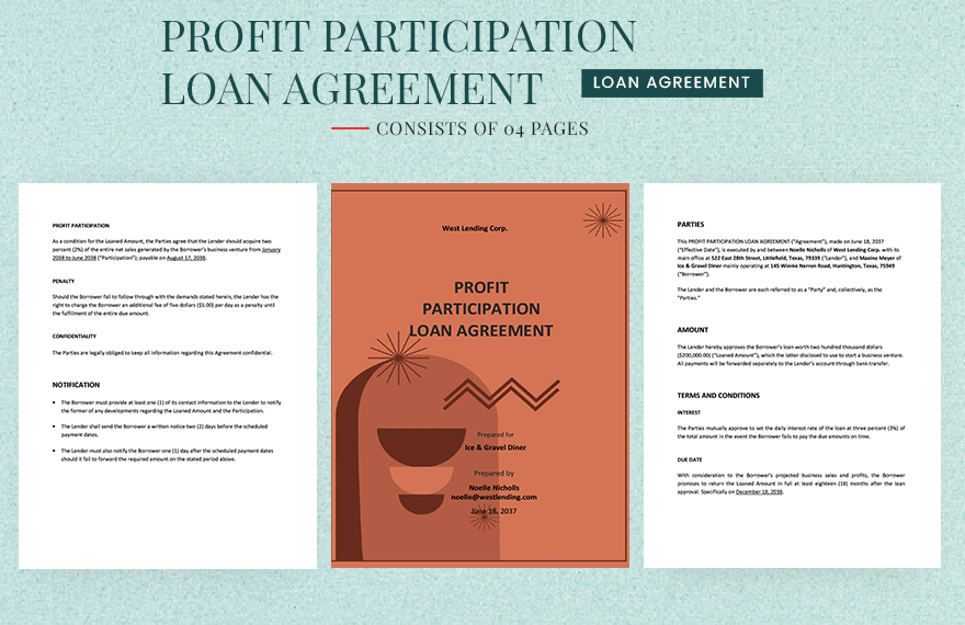 Profit Participation Loan Agreement Template
