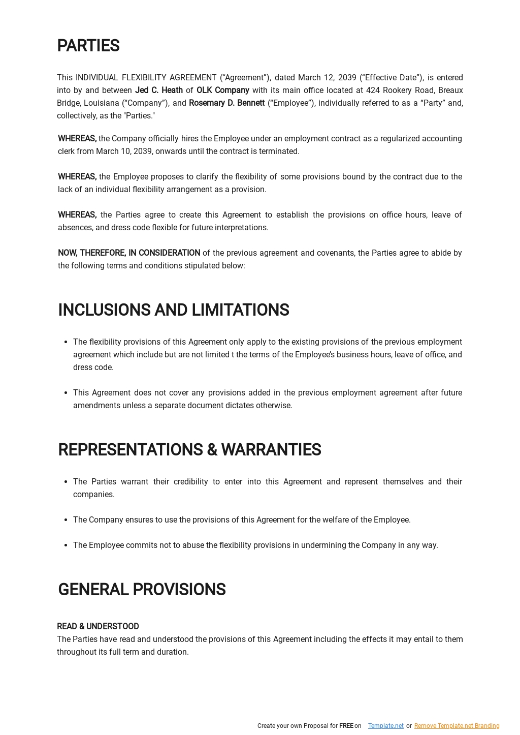 Individual Flexibility Agreement Template - Google Docs, Word Within individual flexibility agreement template