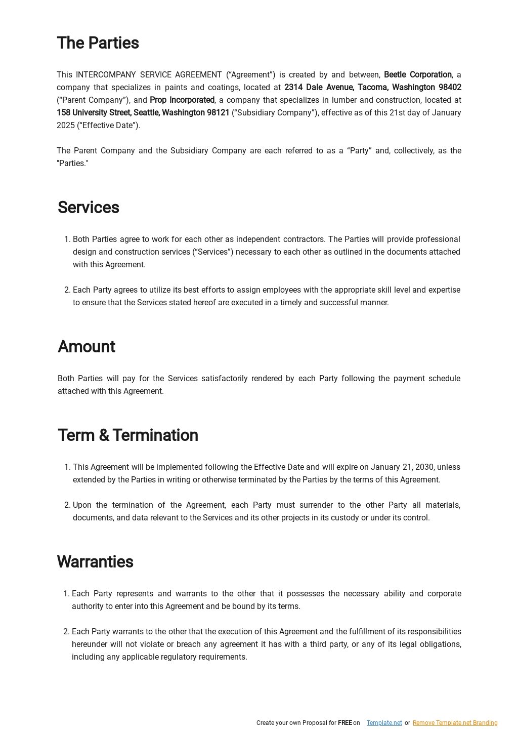 FREE Simple Service Agreement Template in Google Docs, Word