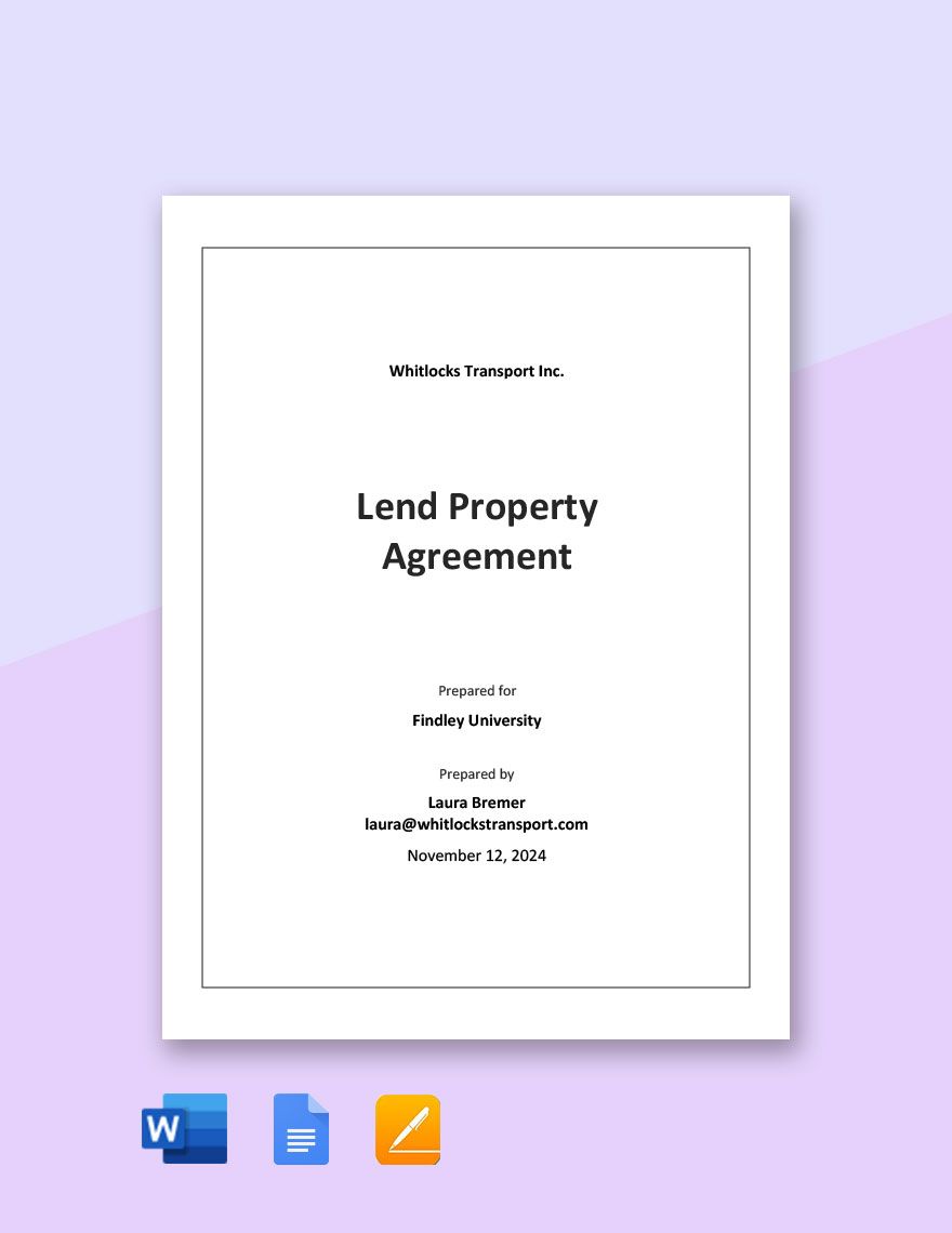 Lend Property Agreement Template