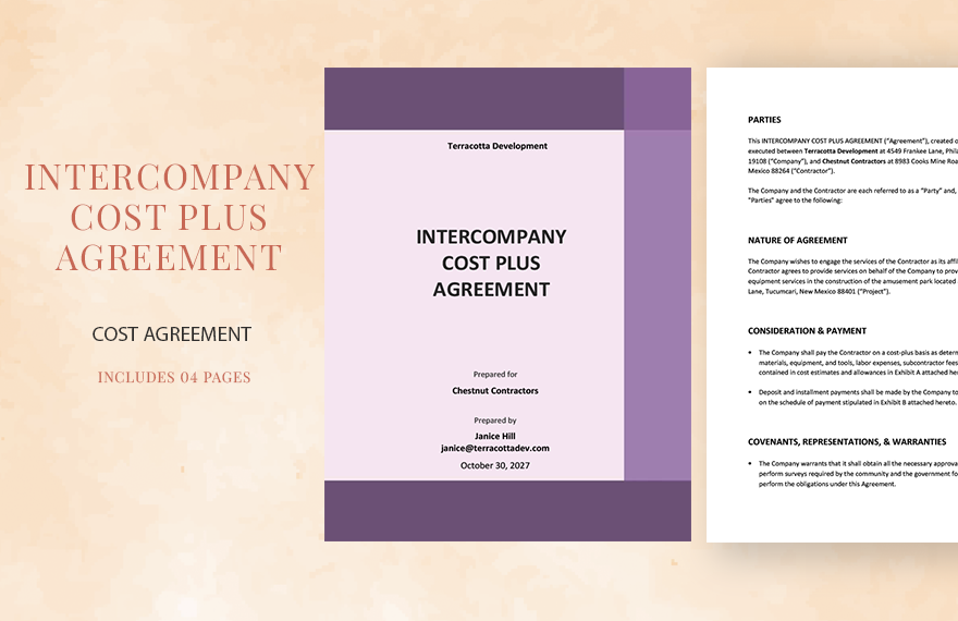 Intercompany Cost Plus Agreement Template