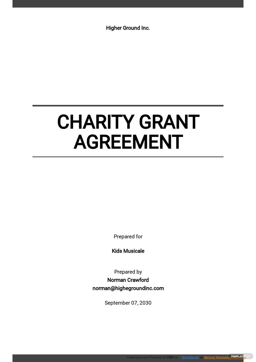 Free Sample Grant Agreement Template Google Docs Word Apple Pages