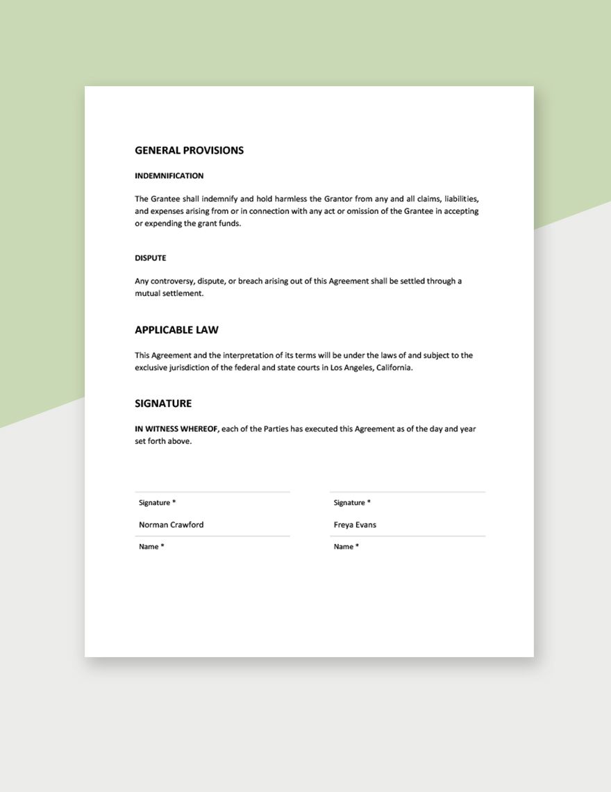 Charity Grant Agreement Template