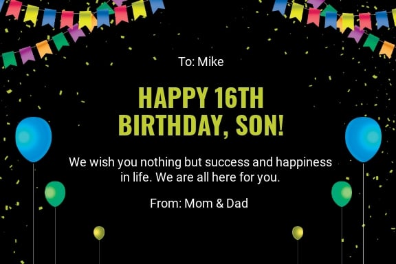 Sweet 16 Birthday Card Template For Boy