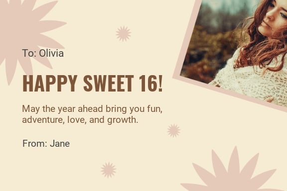 Sweet 16 Birthday Card Template For Girl