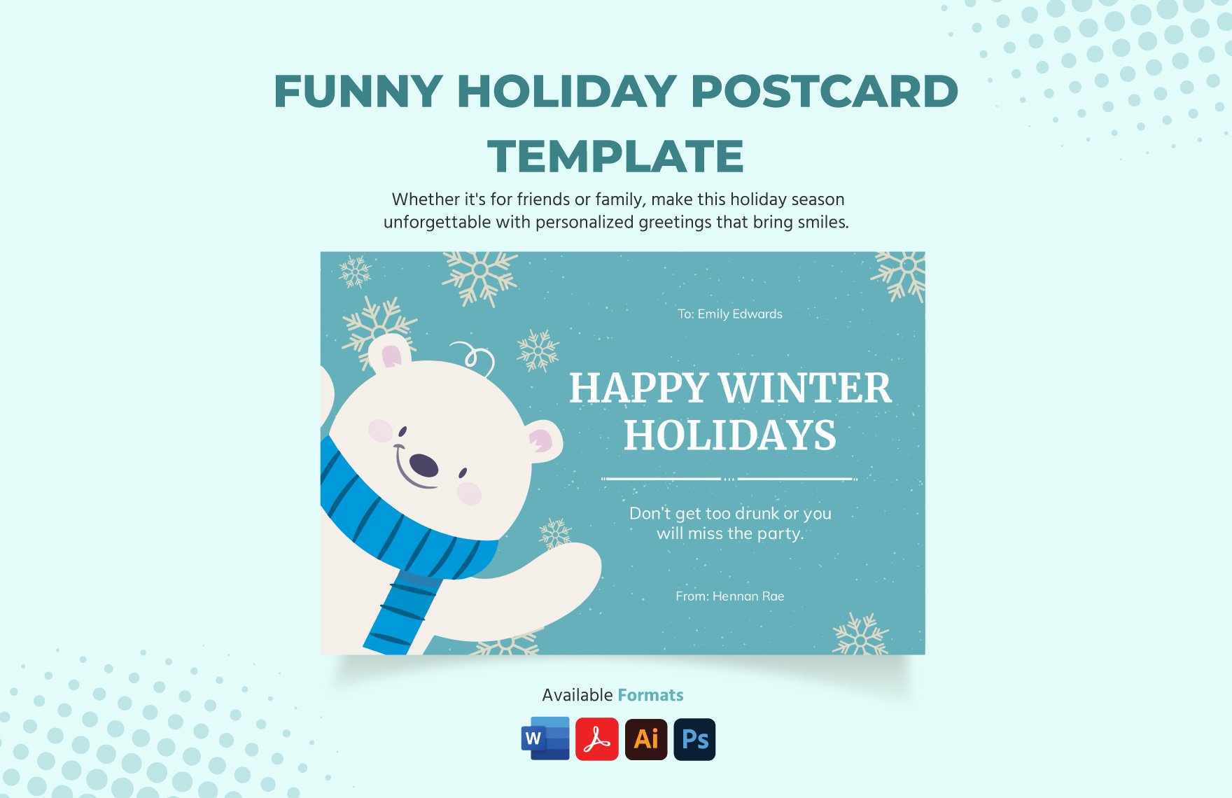 Funny Holiday Postcard Template in Word, PDF, Illustrator, PSD