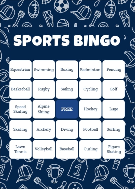 Sports Bingo Card Template