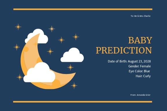 Virtual Baby Shower Prediction Card Template