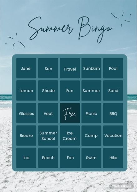 Summer Bingo Card Template