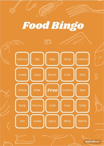 Food Bingo Card Template