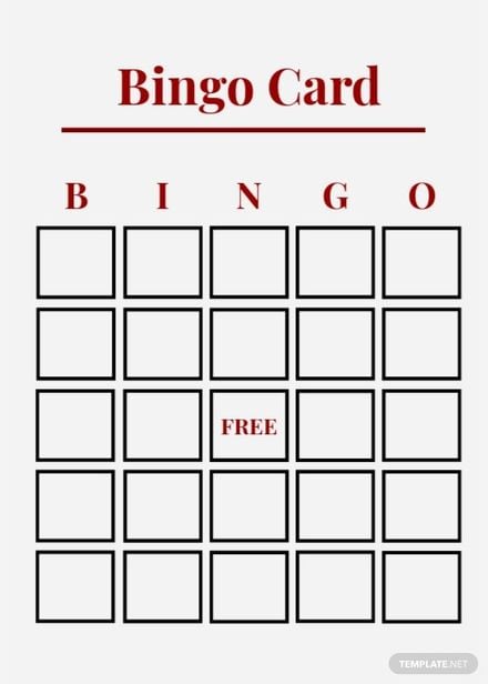 Blank Bingo Card Template