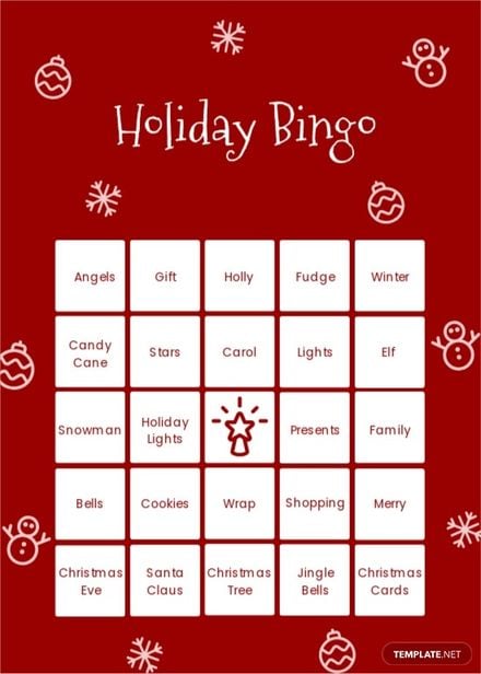Holiday Bingo Card Template