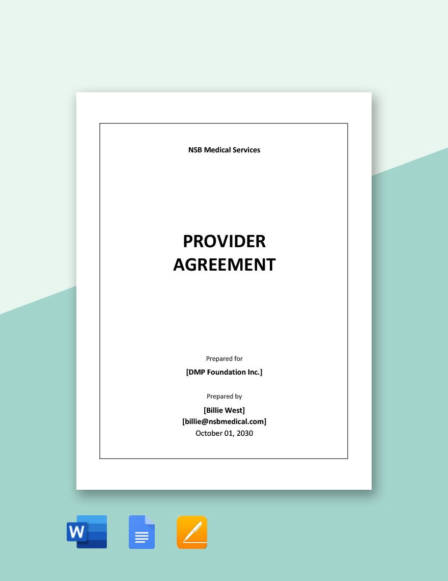 Provider Agreement Template