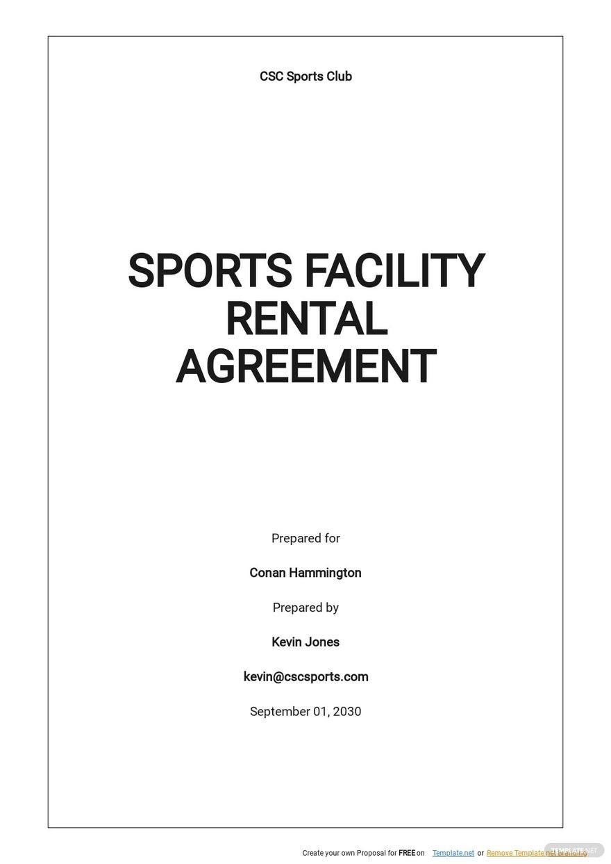 Sports Facility Rental Agreement Template - Google Docs, Word Intended For free facility rental agreement template