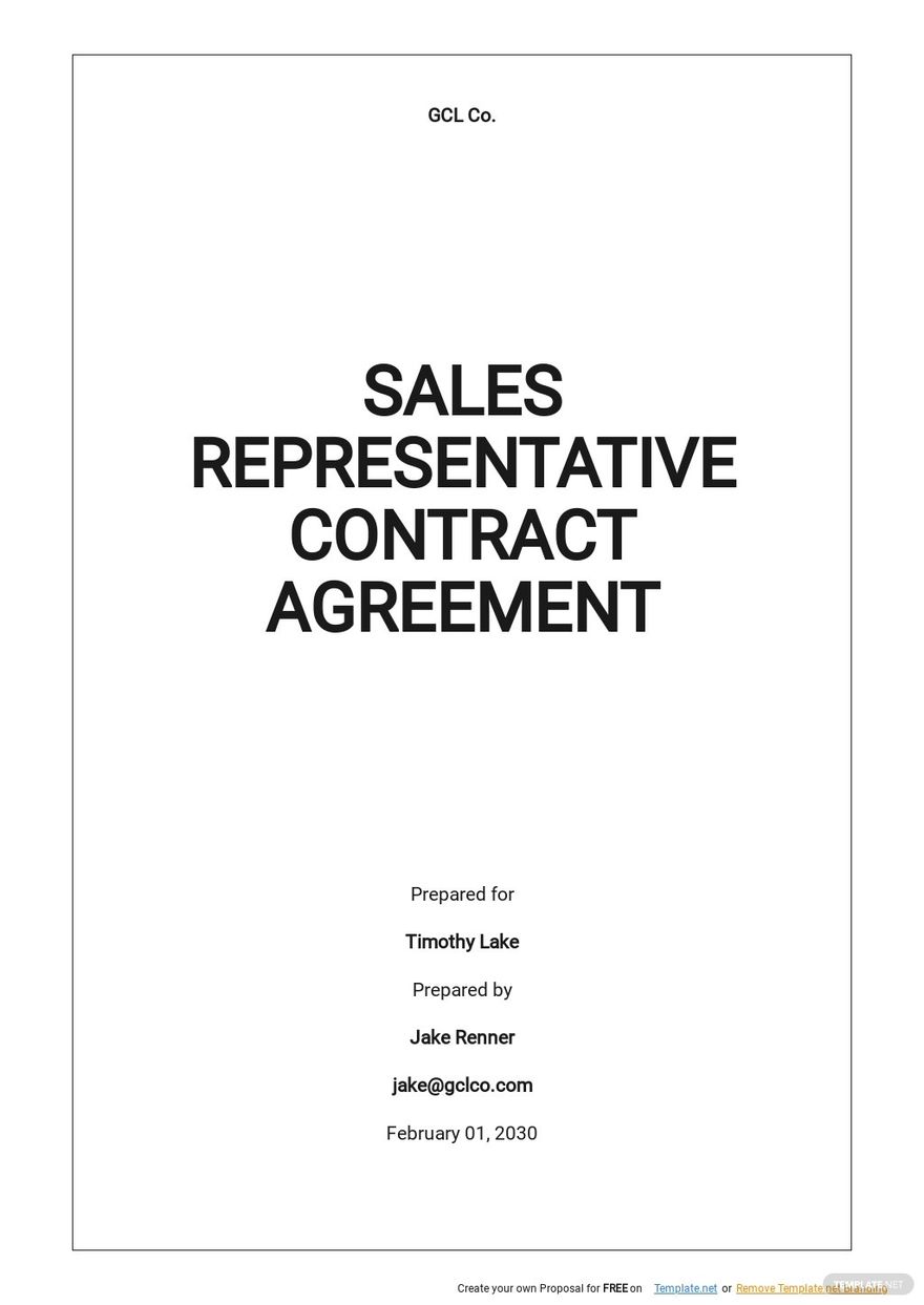 Sales Representative Contract Agreement Template