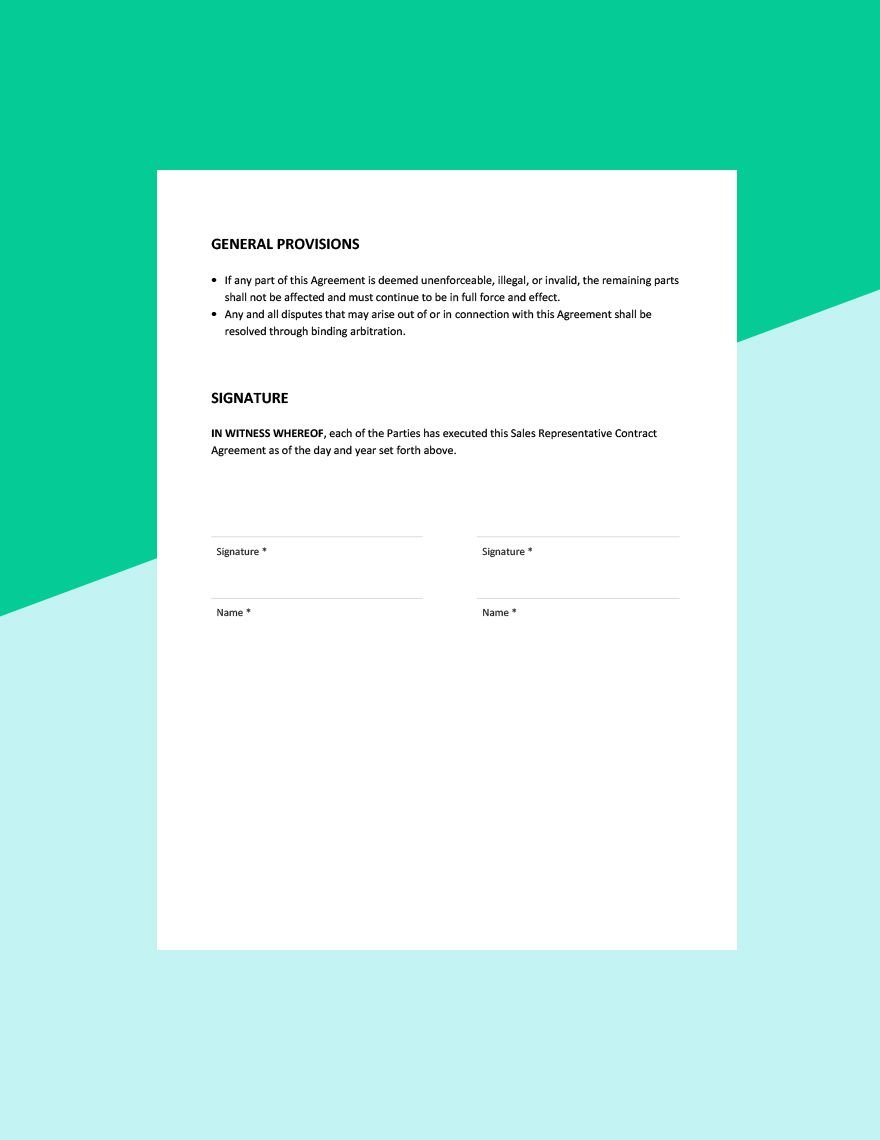 Sales Representative Contract Agreement Template Download in Word