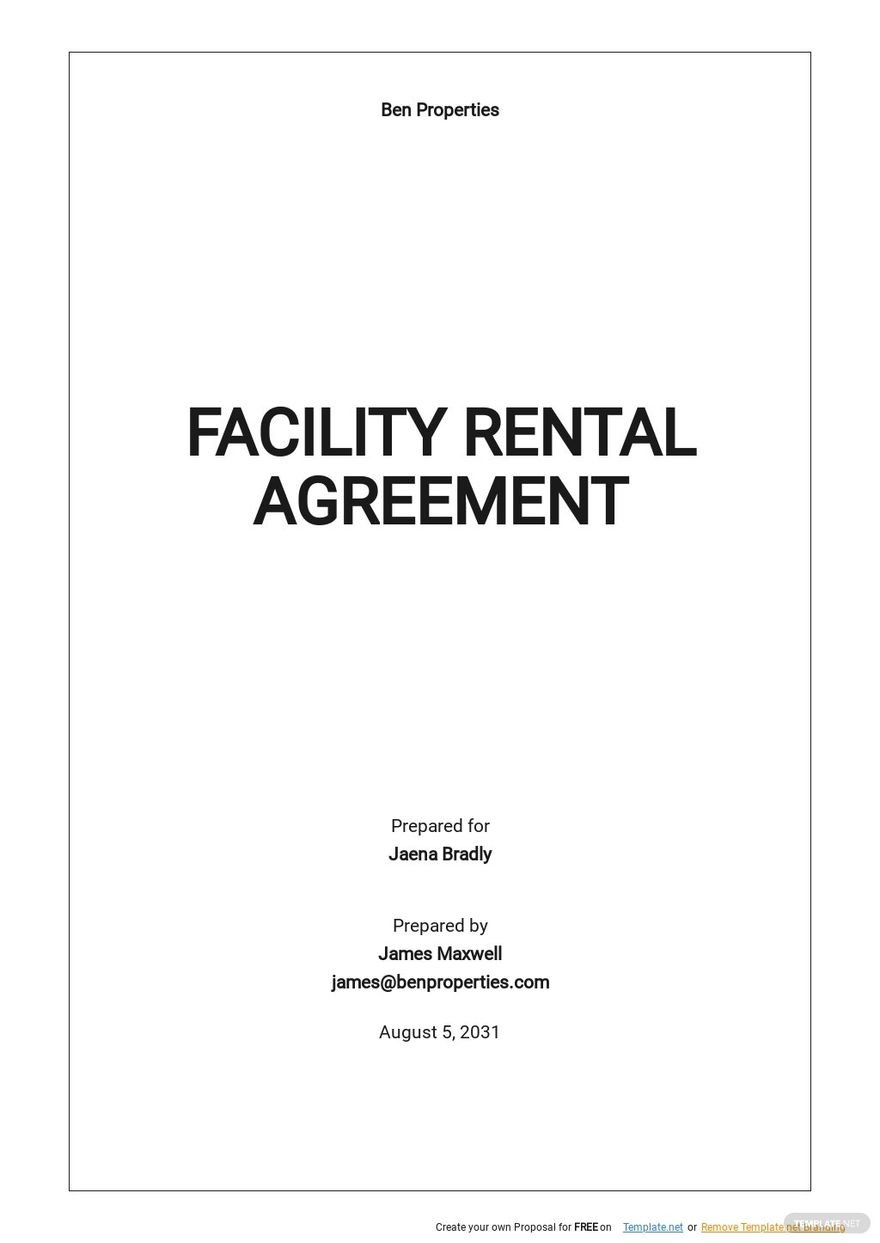 Facility Rental Agreement Template Google Docs, Word