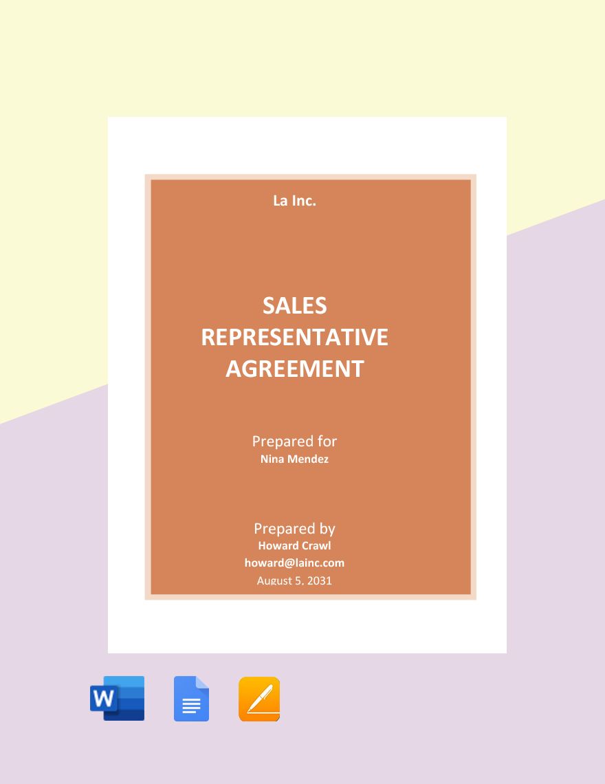 Sales Representative Agreement Template