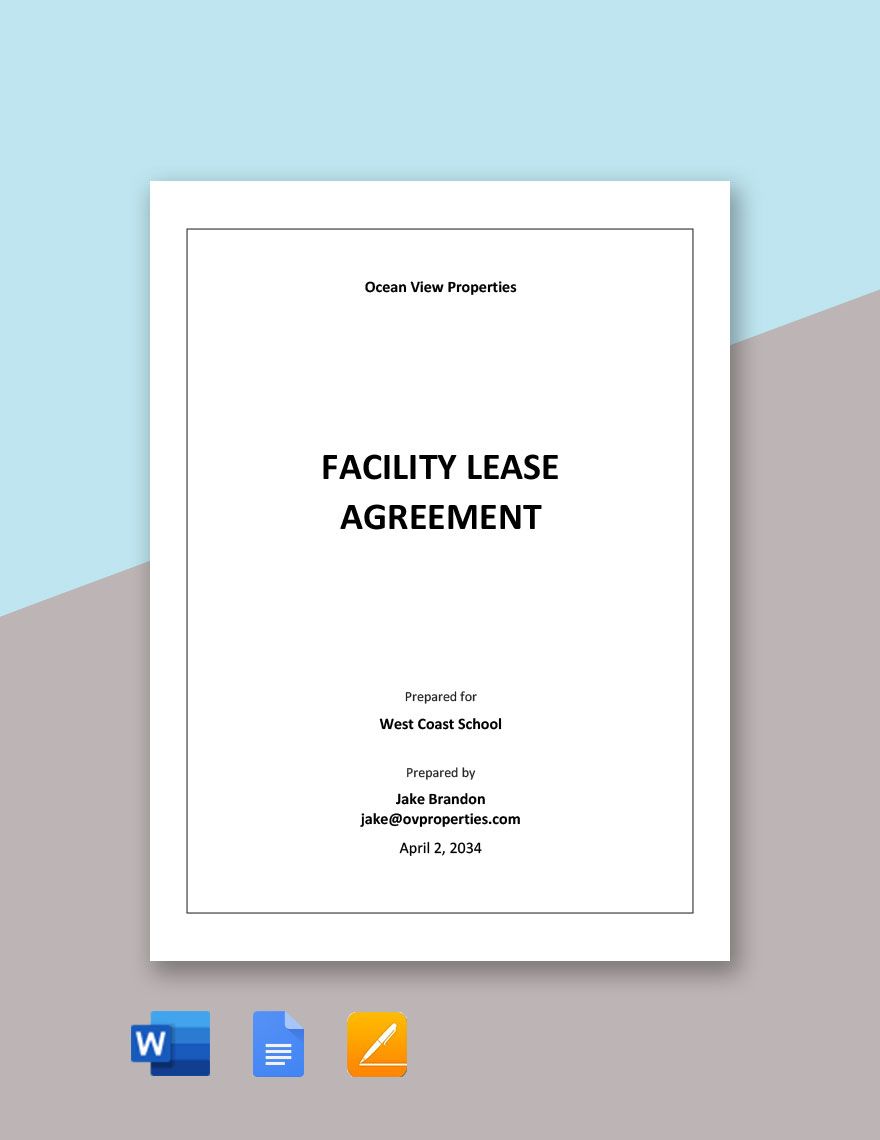 Facility Lease Agreement Template 