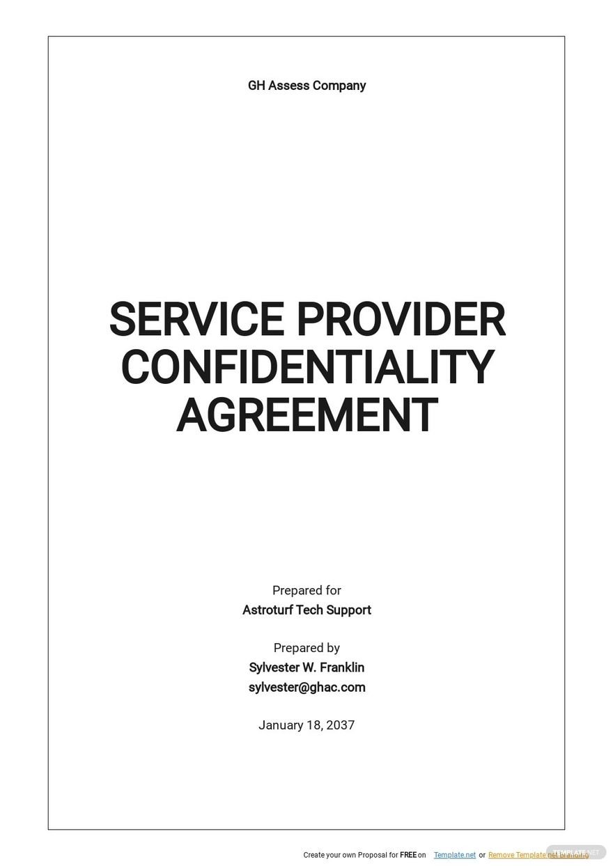 Service Provider Confidentiality Agreement Template