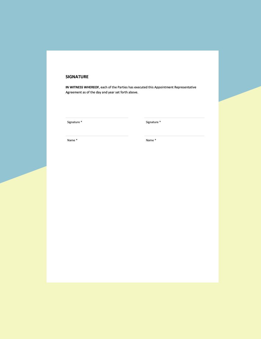 Appointed Representative Agreement Template