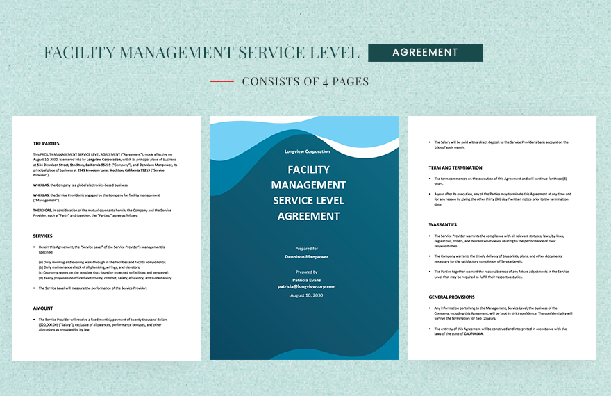 Facility Management Service Level Agreement Template